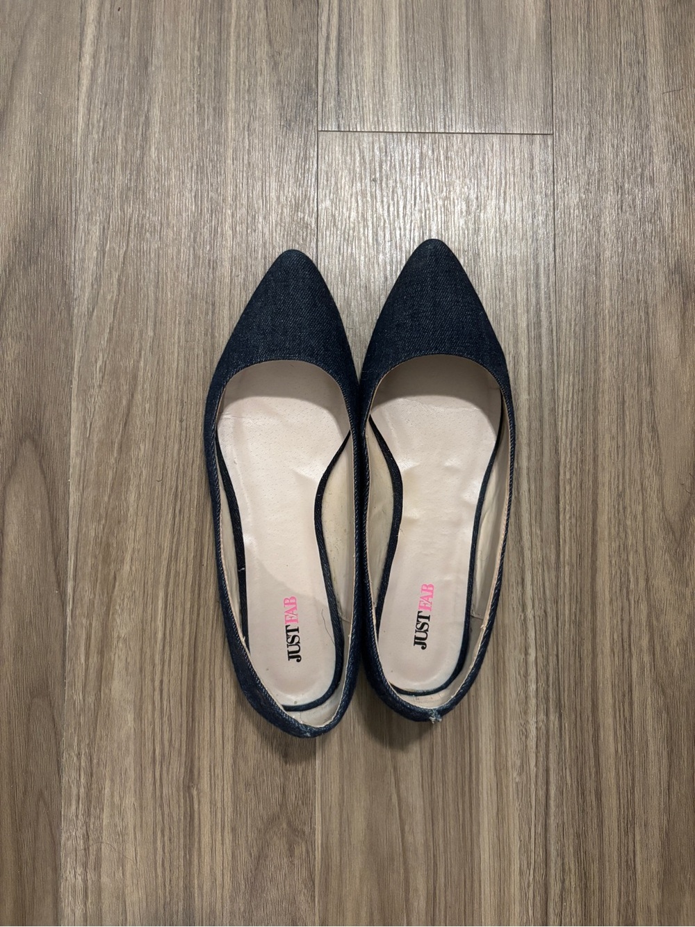 Dark Wash Denim Pointed Toe Ballet Flats